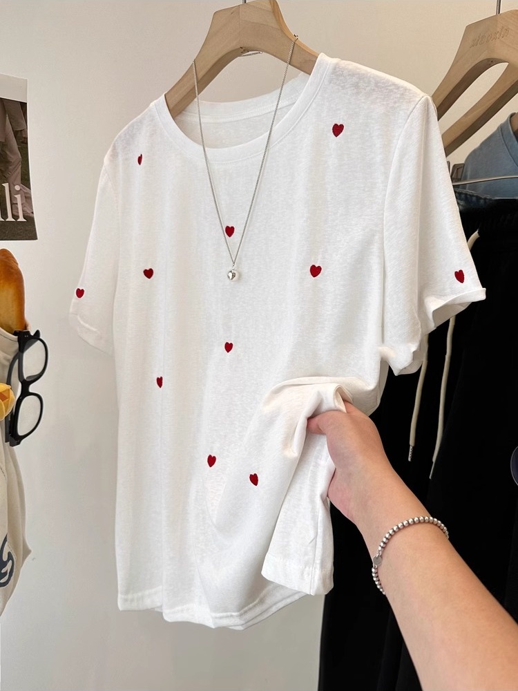 Embroidery Cotton Shirt - T-shirt d'été ample et léger pour