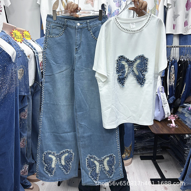 Embroidery Cotton Shirt - Ensemble deux pièces ample pour femmes,
