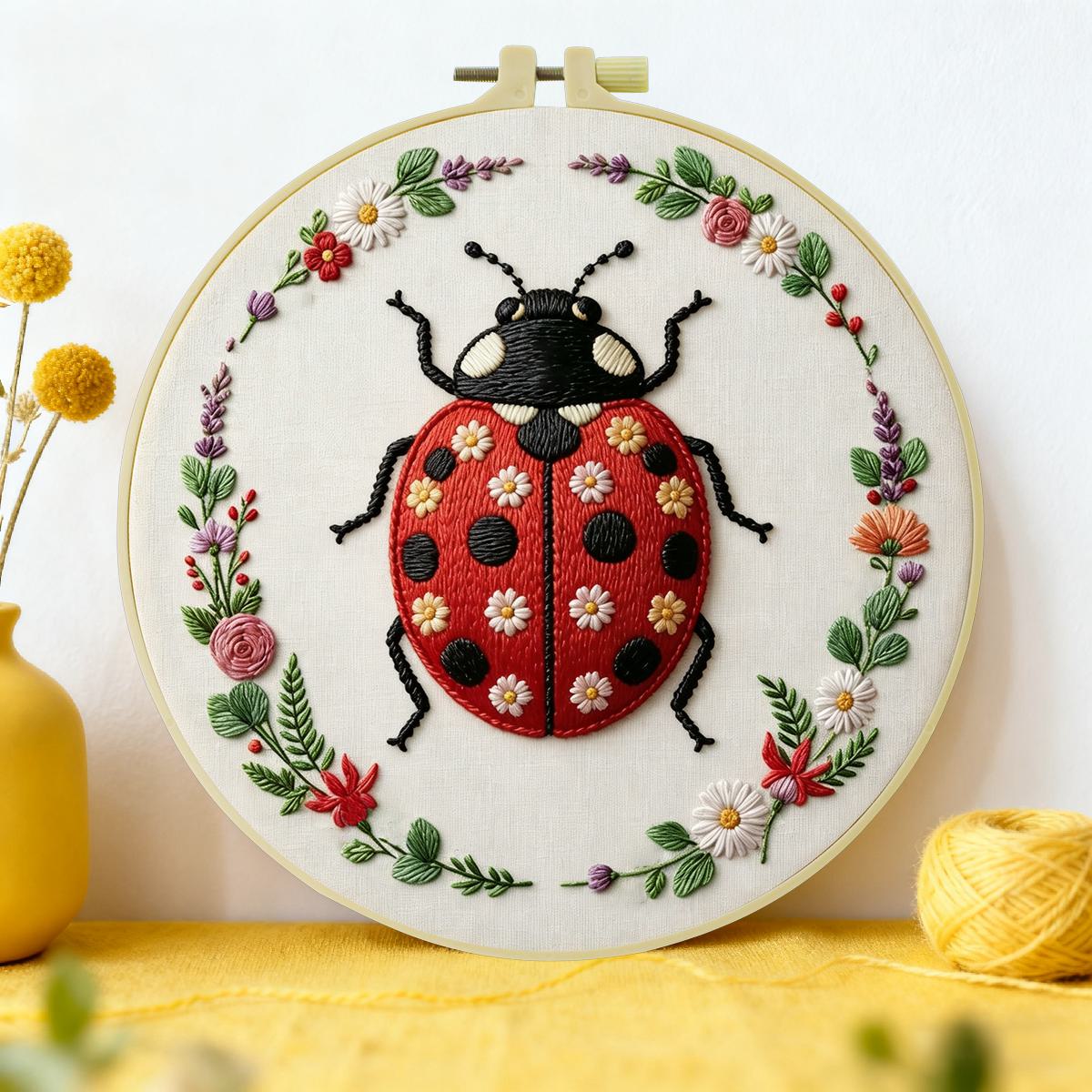 Embroidery Lady Bug - 1 pièce 20X20CM/15X15CM 7.87/6.3inch Kit de