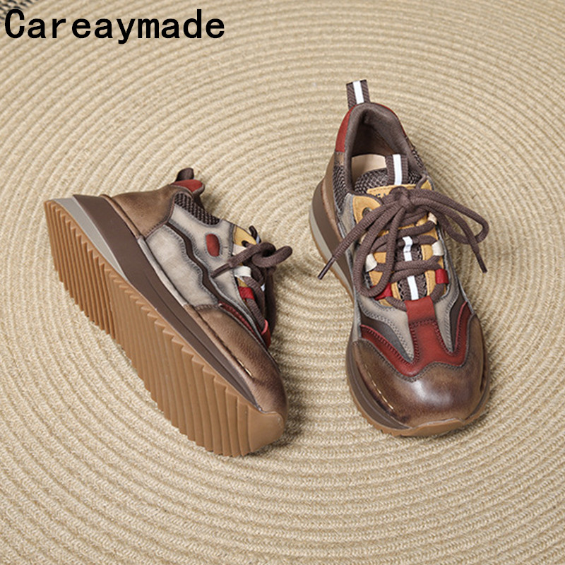 Embroidery Garments - Careaymade-bottines en cuir véritable de vache