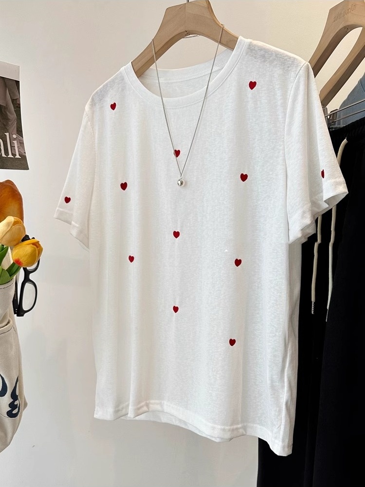 T-shirt d'été ample et léger p - Embroidery Cotton Shirt avis et prix
