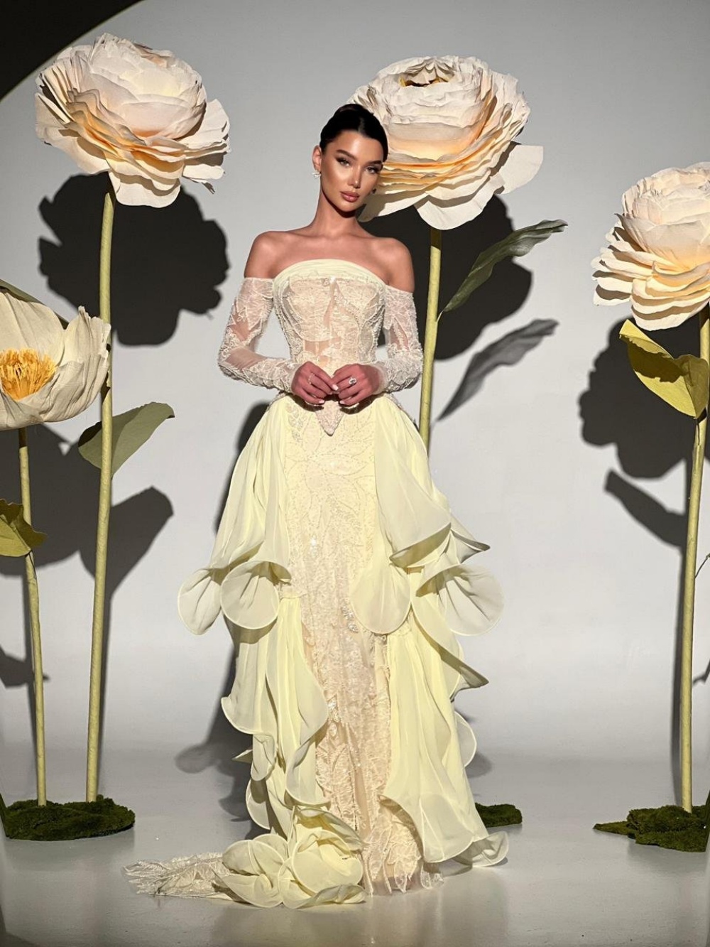Robe de bal exquise jaune beur - Embroidery Yellow Dress avis et prix