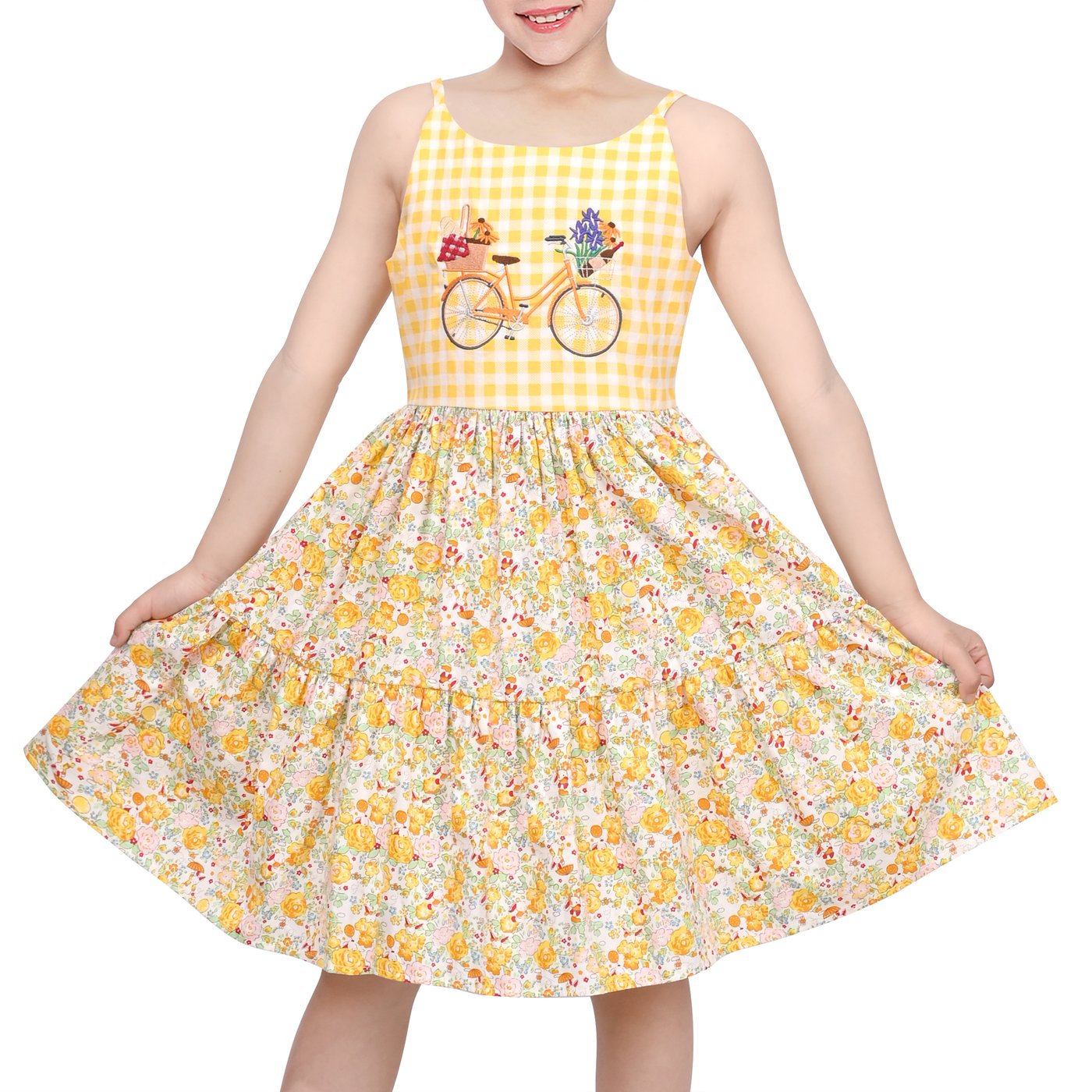 Robe pour filles en coton jaun - Embroidery Yellow Dress avis et prix